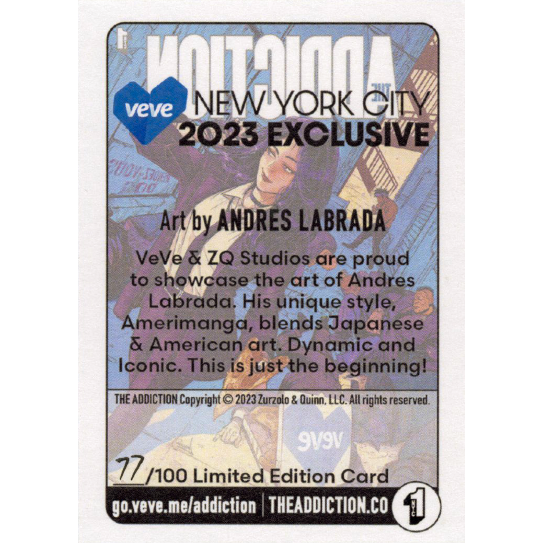 Andres Labrada&#39;s The Addiction/Veve Blue Metallic Card
